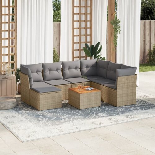 vidaXL 8-dijelni set vrtnih sofa s jastucima bež od poliratana Cijene