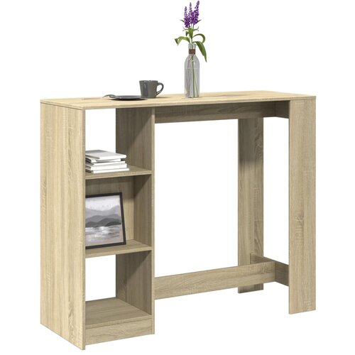 VidaXL Barska miza s policami sonoma hrast 124x46x103,5 cm inž. les Slike