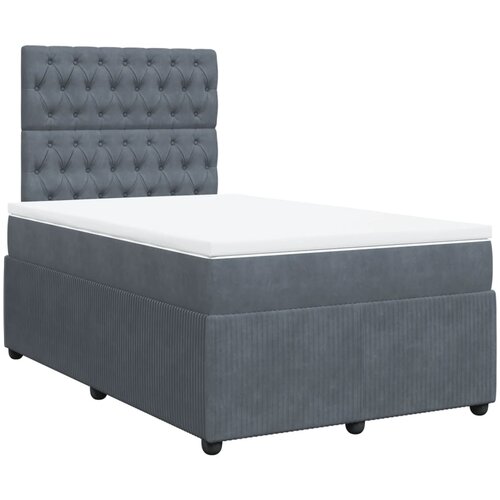 vidaXL Box spring postelja z vzmetnico temno siv 120x190 cm žamet, (21310562) Cene