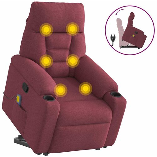 VidaXL Masažni naslonjač na podizanje od tkanine crvena boja vina Slike
