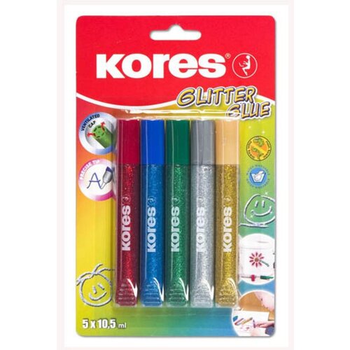 Kores Ljepilo glitter 10,5 ml. 5 boja Slike