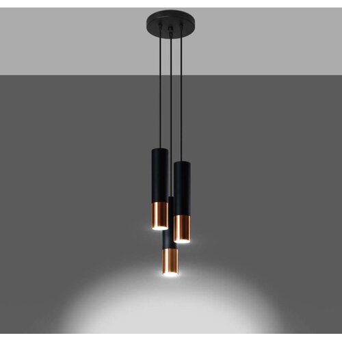  Sollux SL.0949 - Luster na sajli LOOPEZ 3xGU10/10W/230V okrugli, crni/bakarni Slike