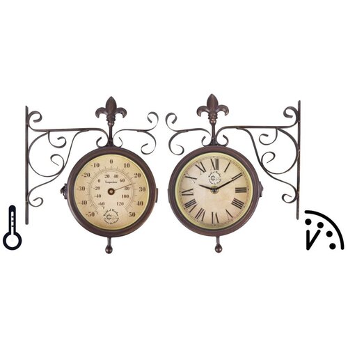 Esschert Design Stenska ura s termometrom Esschert Design Rustic Cene