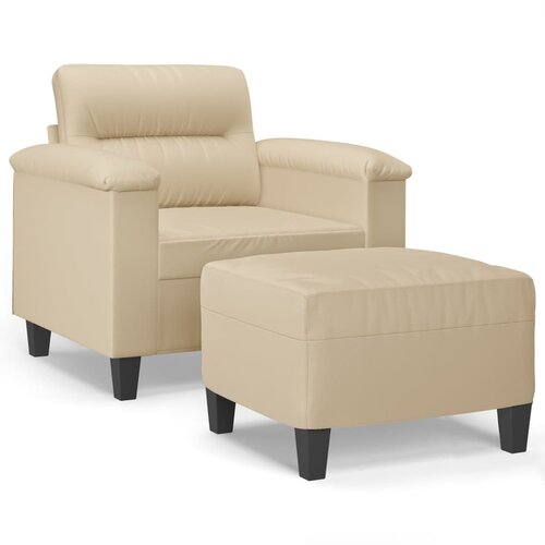 vidaXL Fotelja s tabureom krem 60 cm od mikrovlakana Cijene