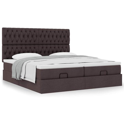 VidaXL Otomanski posteljni okvir z vzmetnicami rjav 200x200 cm blago Slike