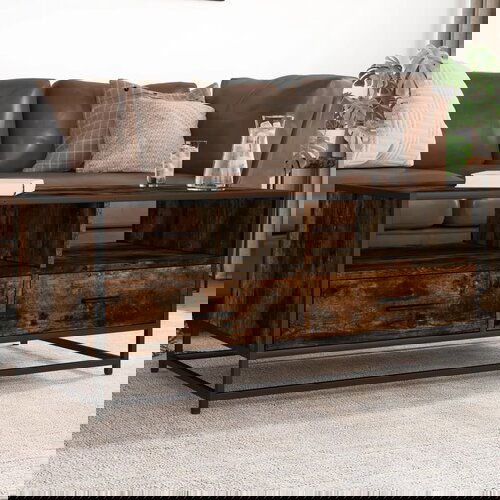 VidaXL Stolić za kavu boja hrasta 100x50x45 cm od drva i metala Slike