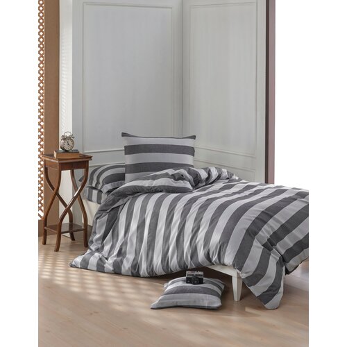 Hanah home komplet posteljine Max Yollu Saten, 160x220cm, Siva Slike