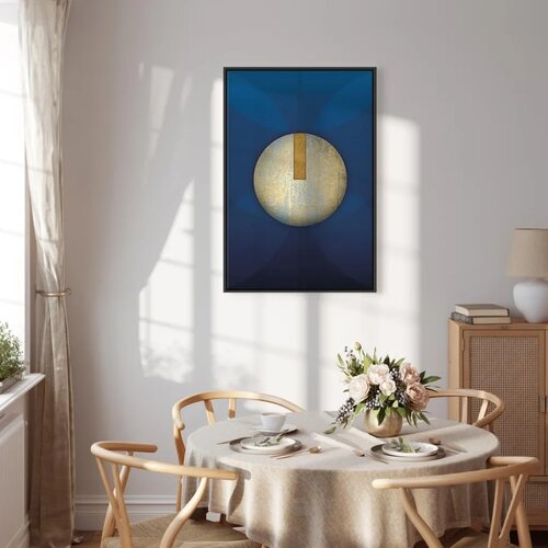  Slika - In the Shadow of Classic Blue (1-part) - Golden Circle in Abstraction 60x90 Slike