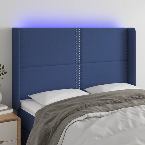  LED uzglavlje plavo 147 x 16 x 118/128 cm od tkanine Cene