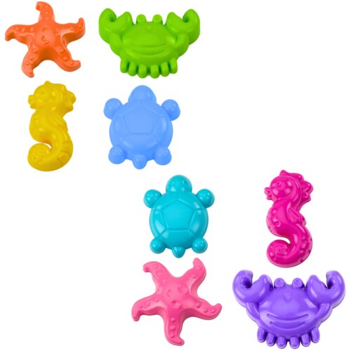  Sea Sand Molds 4 Pieces Crab Turtle Starfish Horse Yellow Green Cene