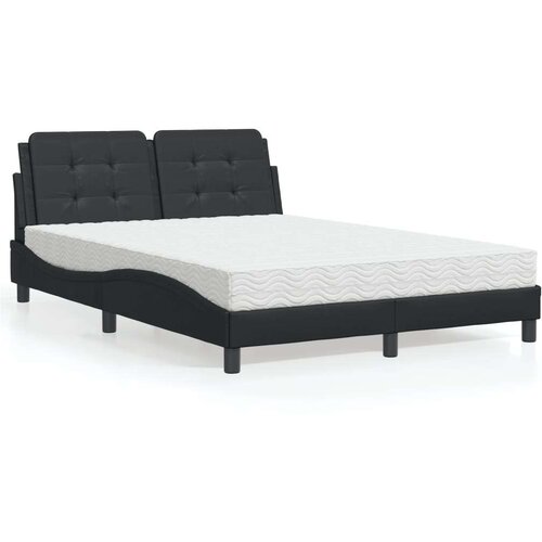  Postelja z vzmetnico črna 140x190 cm umetno usnje Cene