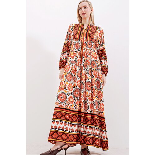 Bigdart 2423 Authentic Patterned Dress - M. Brown Slike