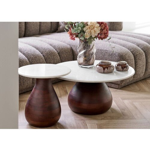 House Nordic Okrugao pomoćni stol s mramornom pločom &amp;oslash; 40 cm Heide &amp;ndash; Slike