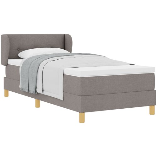 VidaXL Box Spring Postelja z Vzmetnico v Taupe barvi, 90x200 cm, Tkanina Slike