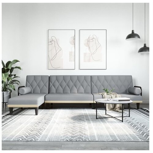 vidaXL Raztegljiv kavc L oblike svetlo siv 260x140x70 cm tka Cene