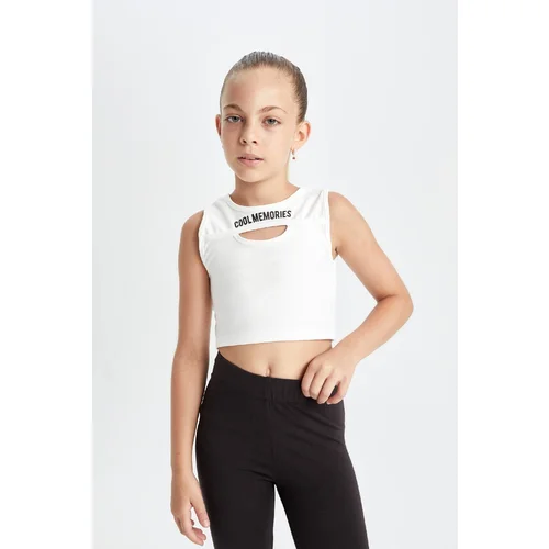 Defacto Girl's Crew Neck Printed Tank Top