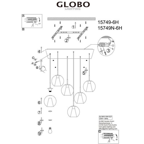 Globo viseča svetilka barry 90/38/120 cm E27 Slike