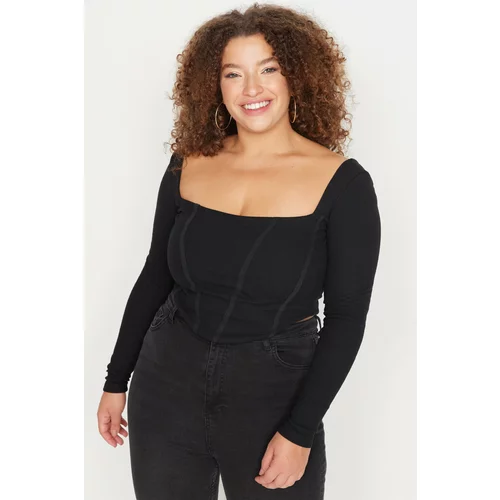 Trendyol Curve Black Stitch Detail Knitted Blouse