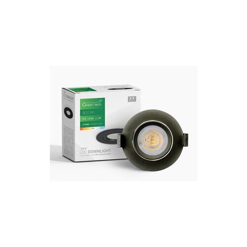 DOWNLIGHT LED 9W 800LM 3CCT 3000K-4000K-6500K crni Green Tech Cijene
