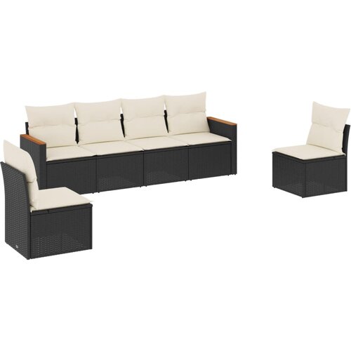 Maison Chic Seti vrtnega pohištva - Vrtna garnitura - Vrtni pohištvo set 6-delna z blazinami črna poli ratan, (21805730) Cene