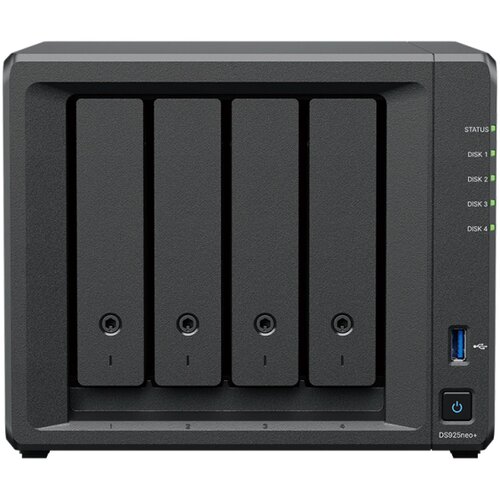 Unknown syology DS925neo+, tower, 4-BAY, cpu amd ryzen V1500B 4 core 2.2 ghz, 4 gb DDR4 non-ecc sodimm, 2x RJ-45 2.5GbE lan, 2x usb 3.2 gen 1, 1x usb type-c expansion port, 2.26 kg, 3 year warranty Cene
