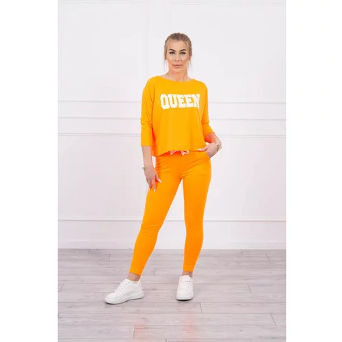 Kesi Set with Queen print orange neon