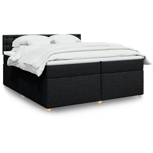 VidaXL Krevet s oprugama i madracem crni 200x200 cm od tkanine Slike