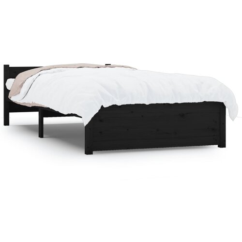 Maison Chic Posteljni okvir - Enojna postelja - Postelja za odrasle črn iz trdnega lesa 75x190 cm-J14158, (21763035) Slike