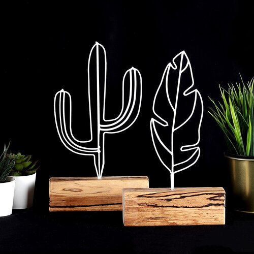 Atelier Del Sofa set dekorativnih figura Cactus Feather,16x24x3.5cm, 16x30x3.5cm , 2 komada, Bela Cene