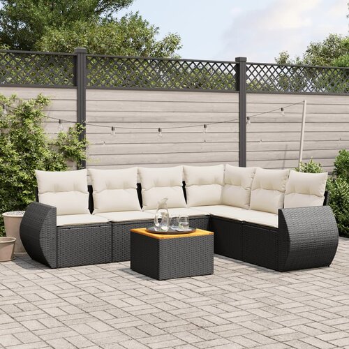  7-dijelni set vrtnih sofa od poliratana s jastucima crni Cijene