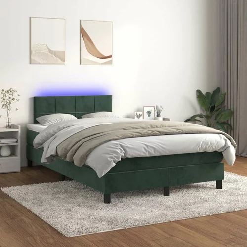  Box spring postelja z vzmetnico LED tem. zelena 120x200cm žamet, (20894688)