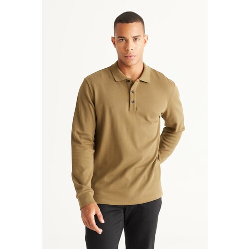 ALTINYILDIZ CLASSICS Men's Khaki 100% Cotton Slim Fit Slim Fit Polo Neck Sweatshirt Slike