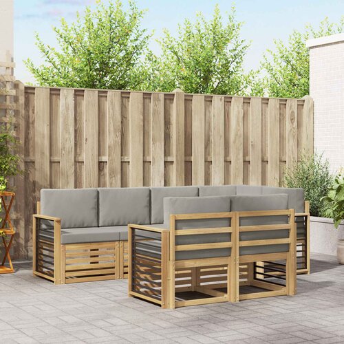  Set vanjskih sofa 7 kom. Bijela i svjetlosiva Poliester 247 x 128,5 x 73 cm Cijene