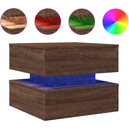 Maison Chic Klubska mizica - kavna mizica - Nizka mizica z LED lučkami rjavi hrast 50x50x40 cm, (21752016) Slike