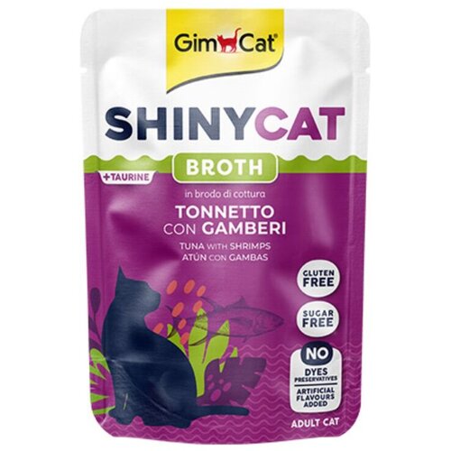 Gimcat Vlažna hrana za mačke Shinycat, Tuna i &amp;scaron;kampi, 70g Slike
