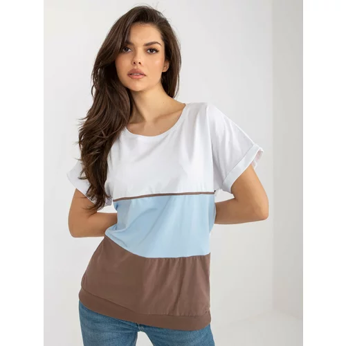 Fashion Hunters Basic white and brown cotton blouse