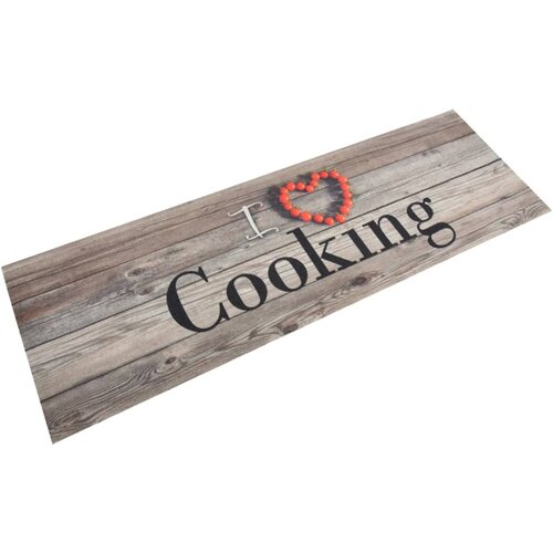 vidaXL Kuhinjska preproga pralna napis Cooking siva 60x180 cm žamet Cene