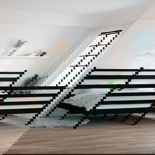 VidaXL Posteljni okvir iz trdne borovine 200x200 cm črn Slike