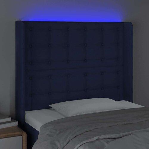  Uzglavlje plavo 103 x 16 x 118/128 cm od tkanine Slike