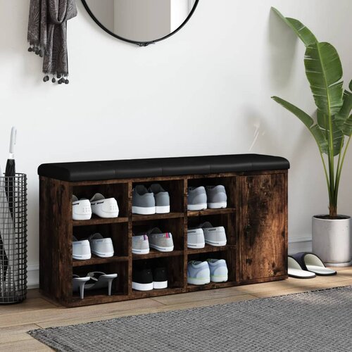  Klupa za cipele boja dimljenog hrasta 102 x 32 x 50 cm drvena Slike