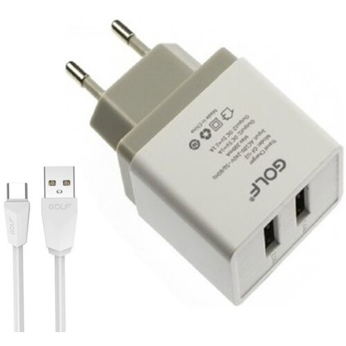  Kućni punjač tip C 2USB 2.1A GOLF GF-U2C Cene