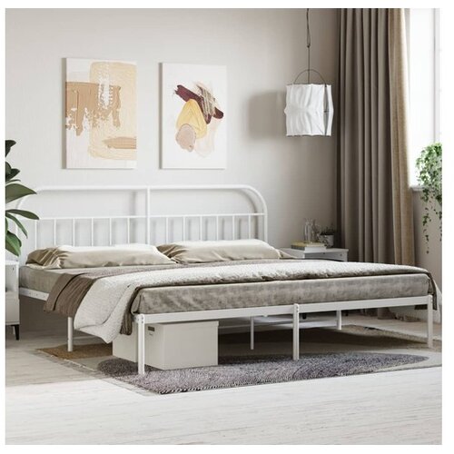 vidaXL Metalni okvir za krevet s uzglavljem bijeli 200x200 cm Cene