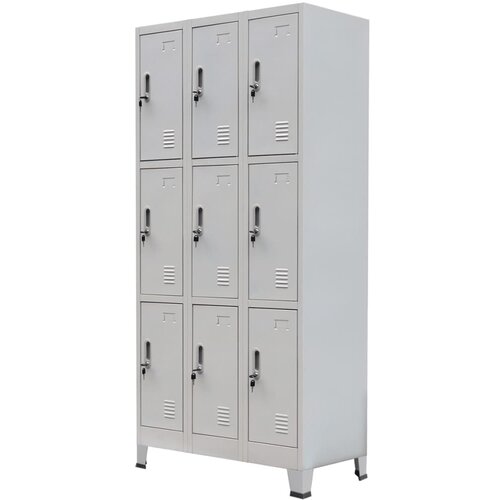 VidaXL Garderobna omara z 9 vrati jeklo 90x45x180cm siva Slike