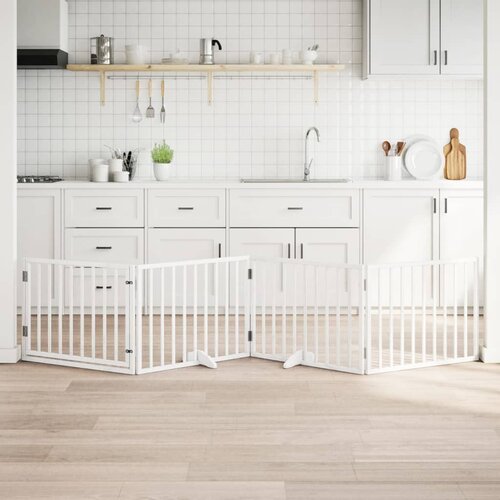  Vrata za pse s vrata&scaron;cima 4 panela sklopiva 320 cm drvo topole Bijela 80 x 60 x 2 cm Cijene