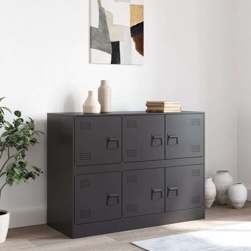 VidaXL Komoda črna 99x39x73 cm jeklo Slike