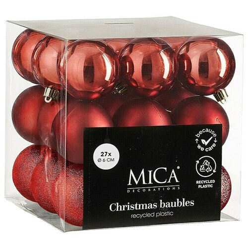 Mica Decorations Božićne kuglice (Svijetlo crvena, Plastika, Promjer: 6 cm, 27 Kom.) Cijene