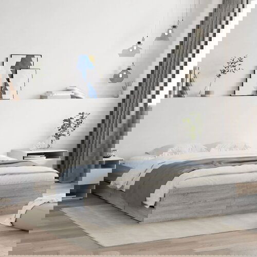 VidaXL Posteljni okvir s predali siva sonoma 150x200 cm inženirski les Slike