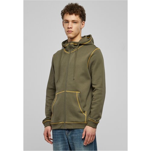 UC Men Organic Contrast Flatlock Stitched Zip Hoody olive/yellow Slike