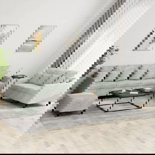 vidaXL sedežna garnitura 3-delna z blazinami svetlo siv žamet Cene