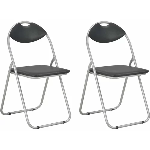 vidaXL Sklopive blagovaonske stolice od umjetne kože 2 kom crne